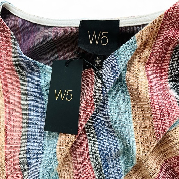 New Anthropologie W5 Women's Shirt Knit Top Size Medium with Tie Front Stripe - Picture 4 of 6